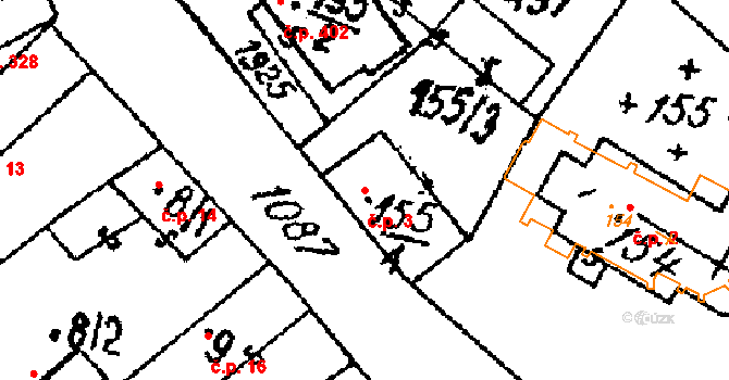 Žiželice 3 na parcele st. 155/1 v KÚ Žiželice nad Cidlinou, Katastrální mapa