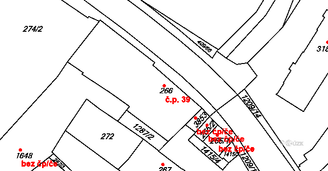 Holínské Předměstí 39, Jičín na parcele st. 266 v KÚ Jičín, Katastrální mapa