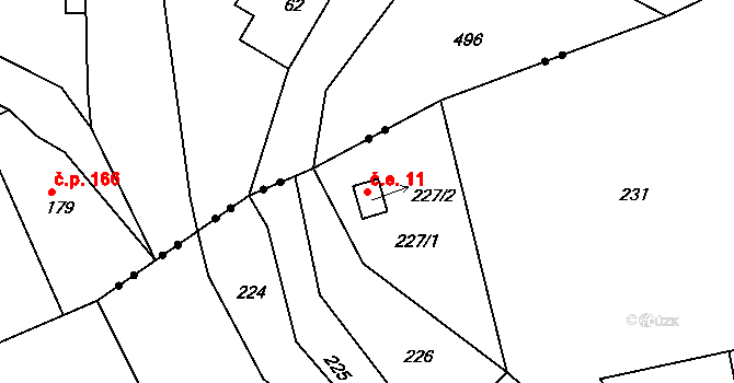 Liberec XVII-Kateřinky 11, Liberec na parcele st. 227/2 v KÚ Kateřinky u Liberce, Katastrální mapa
