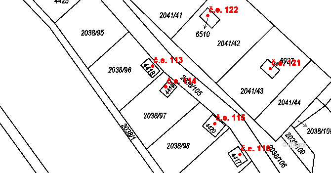 Chrudim II 114, Chrudim na parcele st. 4419 v KÚ Chrudim, Katastrální mapa