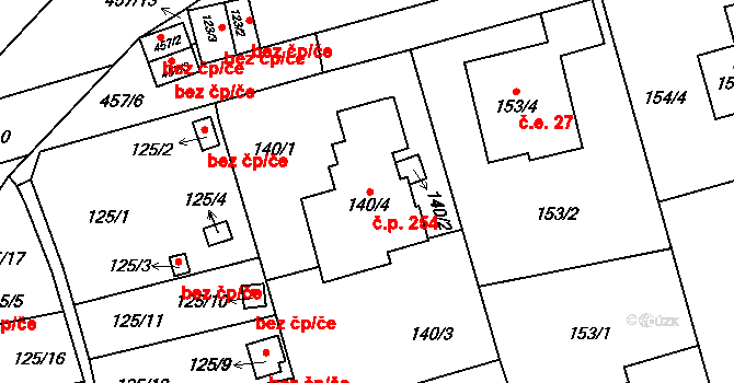 Liberec IX-Janův Důl 254, Liberec na parcele st. 140/4 v KÚ Janův Důl u Liberce, Katastrální mapa