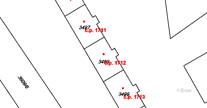 Poruba 1712, Ostrava na parcele st. 3498 v KÚ Poruba-sever, Katastrální mapa