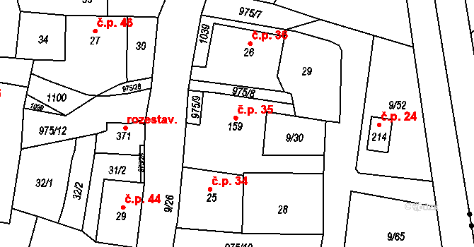 Český Herálec 35, Herálec na parcele st. 159 v KÚ Český Herálec, Katastrální mapa
