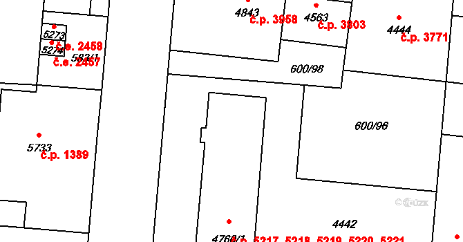 Zlín 5217,5218,5219,5220, na parcele st. 4760/1 v KÚ Zlín, Katastrální mapa