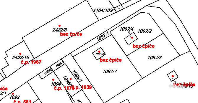 Teplice 45118272 na parcele st. 1097/6 v KÚ Teplice-Trnovany, Katastrální mapa