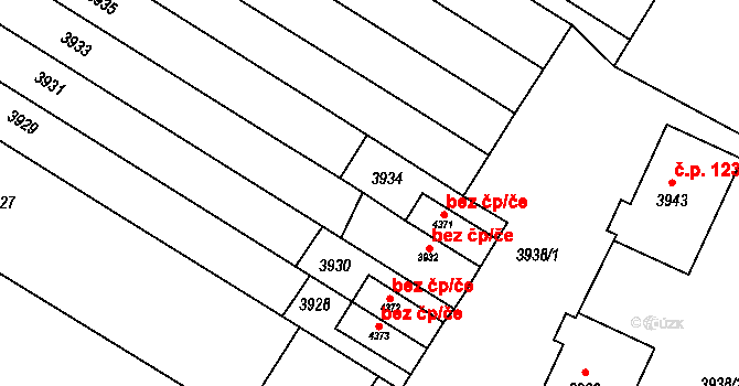 Těšetice 48185272 na parcele st. 3934 v KÚ Těšetice u Znojma, Katastrální mapa