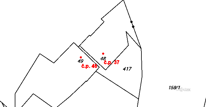 Holešovice 37, Chroustovice na parcele st. 48 v KÚ Holešovice u Chroustovic, Katastrální mapa