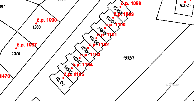 Třešť 1101 na parcele st. 1030/5 v KÚ Třešť, Katastrální mapa