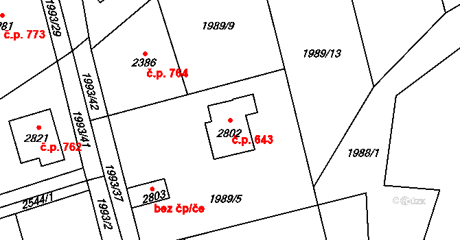 Beroun-Závodí 643, Beroun na parcele st. 2802 v KÚ Beroun, Katastrální mapa