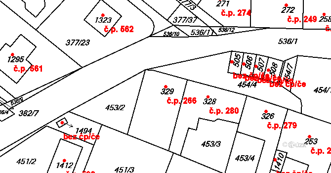 Mikovice 266, Kralupy nad Vltavou na parcele st. 329 v KÚ Mikovice u Kralup nad Vltavou, Katastrální mapa