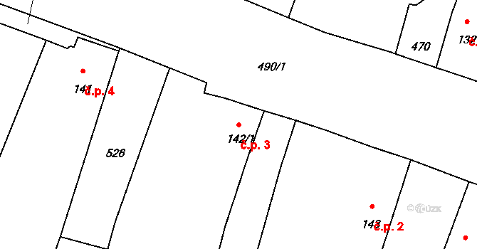 Polánka 3, Chotoviny na parcele st. 142/1 v KÚ Chotoviny, Katastrální mapa
