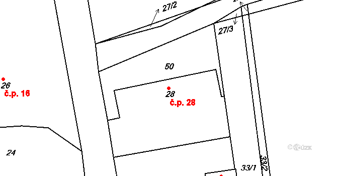 Šeřeč 28, Provodov-Šonov na parcele st. 28 v KÚ Šeřeč, Katastrální mapa