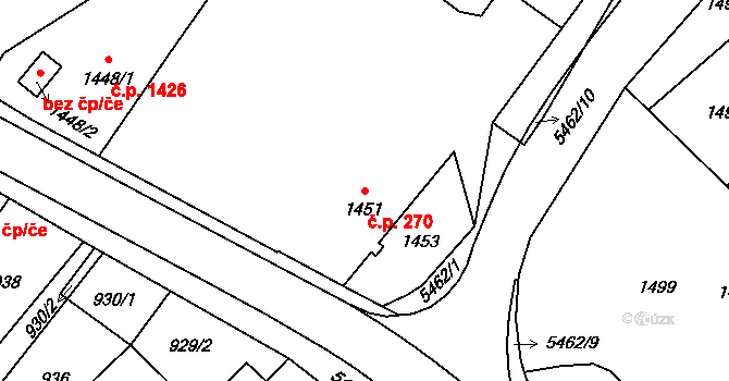 Zábřeh 270 na parcele st. 1451 v KÚ Zábřeh na Moravě, Katastrální mapa