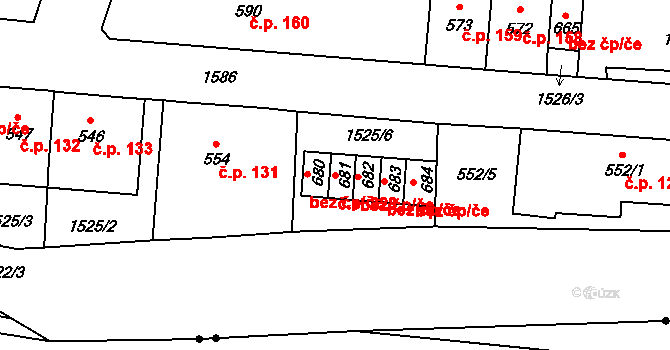 Děčín VIII-Dolní Oldřichov 228, Děčín na parcele st. 681 v KÚ Horní Oldřichov, Katastrální mapa