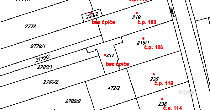 Tasov 83374272 na parcele st. 331 v KÚ Tasov nad Veličkou, Katastrální mapa
