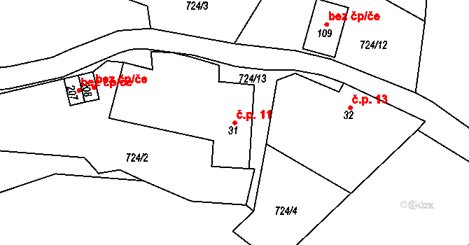 Dolní Březinka 11, Světlá nad Sázavou na parcele st. 31 v KÚ Dolní Březinka, Katastrální mapa