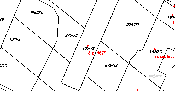 Rosice 1679 na parcele st. 1068/2 v KÚ Rosice u Brna, Katastrální mapa
