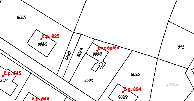 Nový Malín 102723273 na parcele st. 909/5 v KÚ Nový Malín, Katastrální mapa