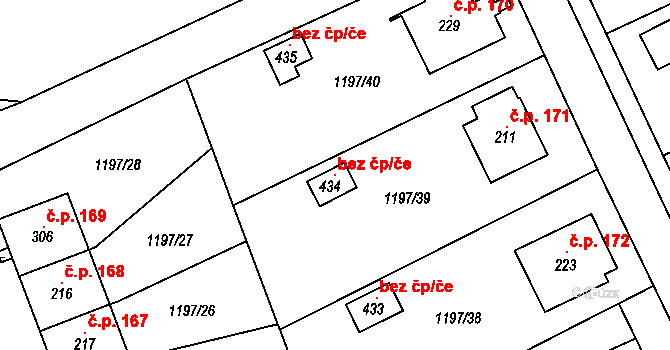 Lípa 105419273 na parcele st. 434 v KÚ Lípa u Havlíčkova Brodu, Katastrální mapa