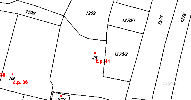 Libákovice 41, Řenče na parcele st. 45 v KÚ Libákovice, Katastrální mapa