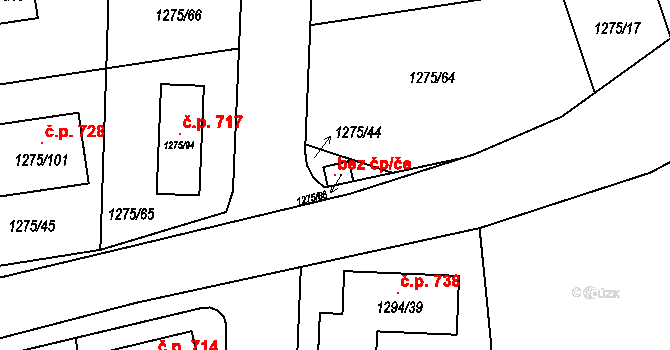 Město Touškov 118600273 na parcele st. 1275/86 v KÚ Město Touškov, Katastrální mapa