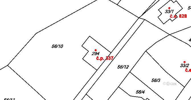 Josefův Důl 337 na parcele st. 294 v KÚ Josefův Důl u Jablonce nad Nisou, Katastrální mapa