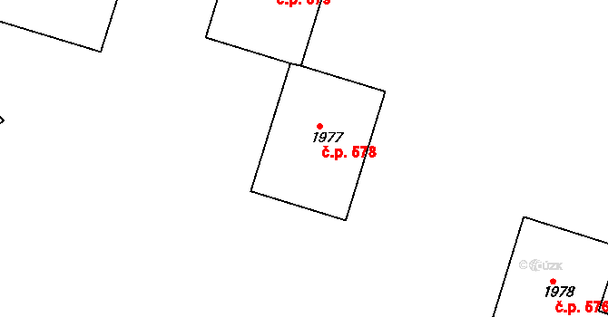 Veselí nad Moravou 578 na parcele st. 1977 v KÚ Veselí-Předměstí, Katastrální mapa