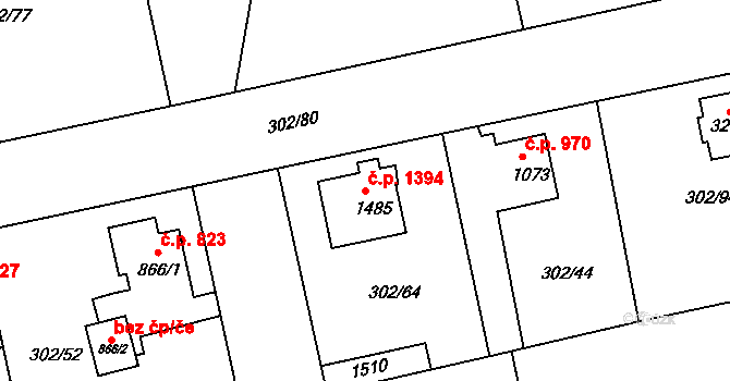 Brandýs nad Labem 1394, Brandýs nad Labem-Stará Boleslav na parcele st. 1485 v KÚ Brandýs nad Labem, Katastrální mapa