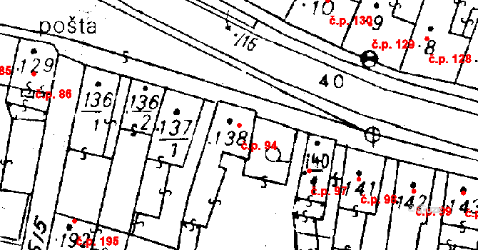 Černošín 94 na parcele st. 138 v KÚ Černošín, Katastrální mapa