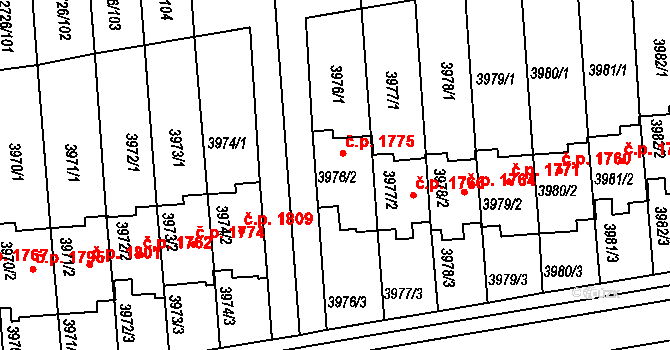 Tachov 1775 na parcele st. 3976/2 v KÚ Tachov, Katastrální mapa
