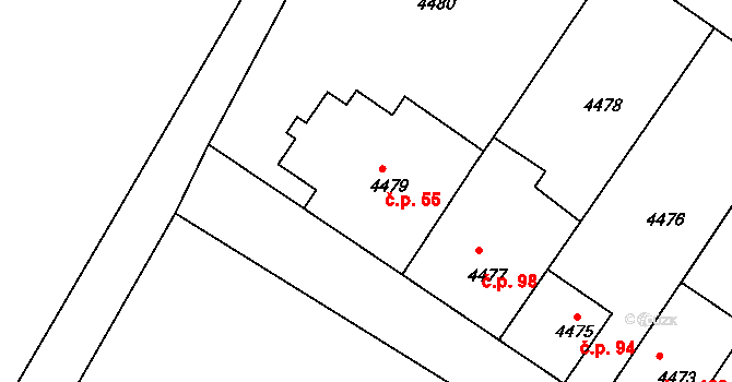Mimoň V 55, Mimoň na parcele st. 4479 v KÚ Mimoň, Katastrální mapa