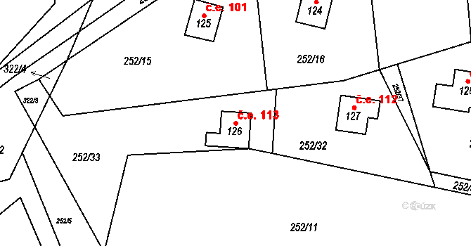Říčky 113, Orlické Podhůří na parcele st. 126 v KÚ Říčky u Orlického Podhůří, Katastrální mapa