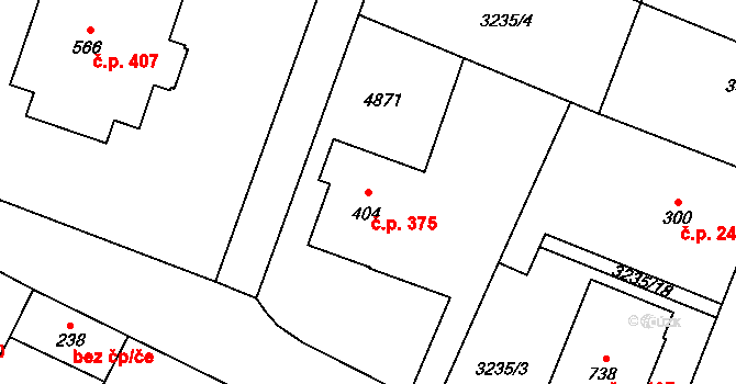 Mohelno 375 na parcele st. 404 v KÚ Mohelno, Katastrální mapa