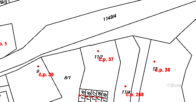 Úšovice 37, Mariánské Lázně na parcele st. 11/1 v KÚ Úšovice, Katastrální mapa