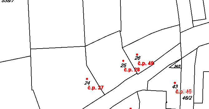 Křepenice 28 na parcele st. 25 v KÚ Křepenice, Katastrální mapa