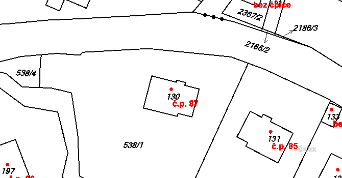 Minkovice 87, Šimonovice na parcele st. 130 v KÚ Minkovice, Katastrální mapa
