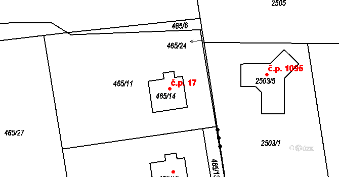Vintířov 17 na parcele st. 465/14 v KÚ Vintířov u Sokolova, Katastrální mapa
