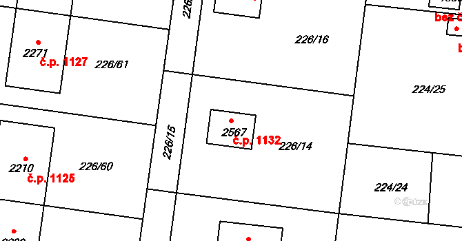 Unhošť 1132 na parcele st. 2567 v KÚ Unhošť, Katastrální mapa