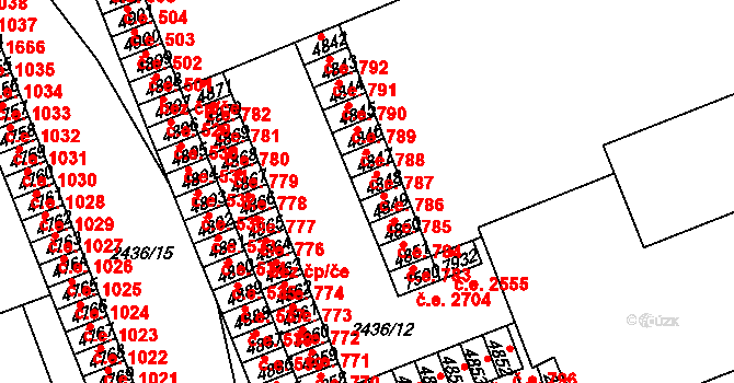 Hodonín 786 na parcele st. 4848 v KÚ Hodonín, Katastrální mapa