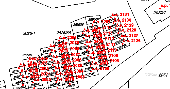 Český Těšín 2105 na parcele st. 2026/50 v KÚ Český Těšín, Katastrální mapa