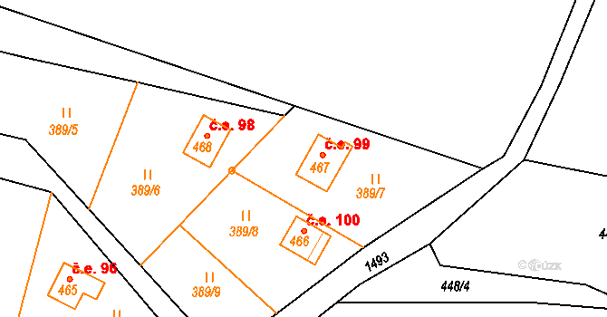 Lukov 99 na parcele st. 467 v KÚ Lukov u Zlína, Katastrální mapa