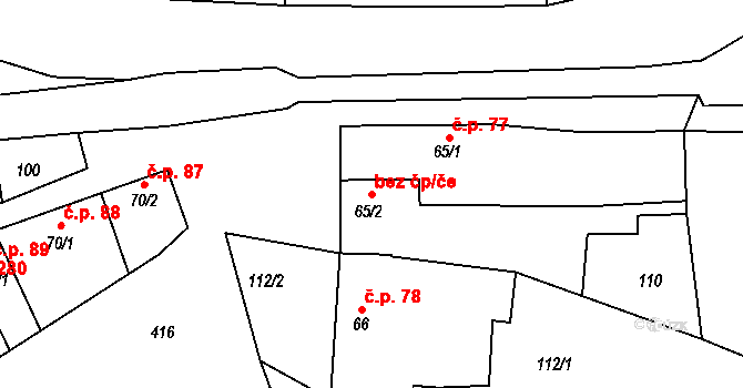 Lutín 40897273 na parcele st. 65/2 v KÚ Třebčín, Katastrální mapa