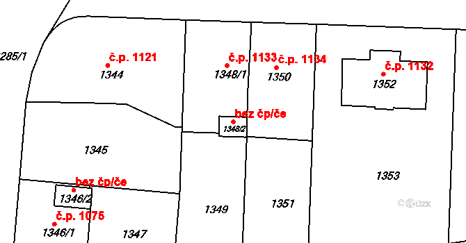 Teplice 42905273 na parcele st. 1348/2 v KÚ Teplice-Trnovany, Katastrální mapa