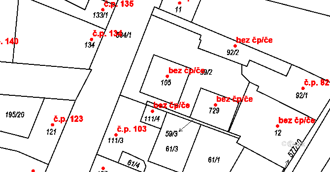 Dobroměřice 43090273 na parcele st. 105 v KÚ Dobroměřice, Katastrální mapa