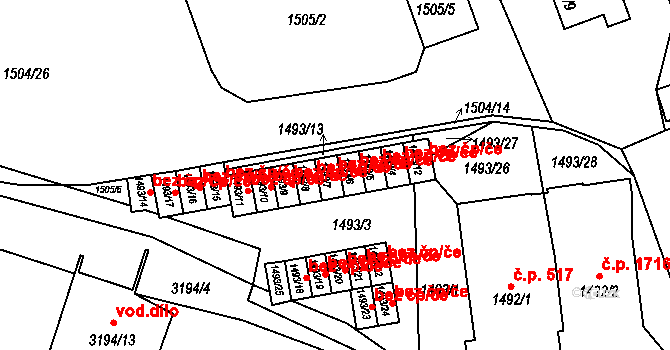Rychnov nad Kněžnou 44276273 na parcele st. 1493/7 v KÚ Rychnov nad Kněžnou, Katastrální mapa