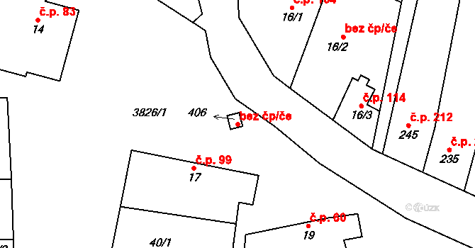 Řevničov 44444273 na parcele st. 406 v KÚ Řevničov, Katastrální mapa