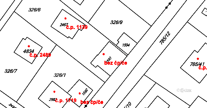 Rožnov pod Radhoštěm 45659273 na parcele st. 1593 v KÚ Rožnov pod Radhoštěm, Katastrální mapa