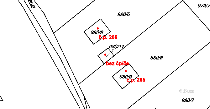 Jirkov 47812273 na parcele st. 980/11 v KÚ Březenec, Katastrální mapa