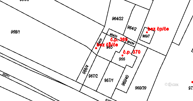Těšany 47841273 na parcele st. 964/25 v KÚ Těšany, Katastrální mapa