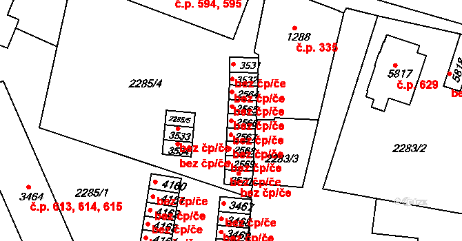 Chrudim 48396273 na parcele st. 2566 v KÚ Chrudim, Katastrální mapa